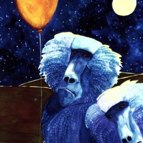 Blue Baboons with a Red Balloon
30x22